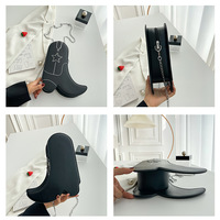 Cowboy Boots Shaped Leather Bag - Thumbnail 6