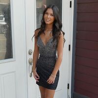 SP2087,Sparkle V-neck Spaghetti Straps Tight Short Homecoming Dress - Thumbnail 1