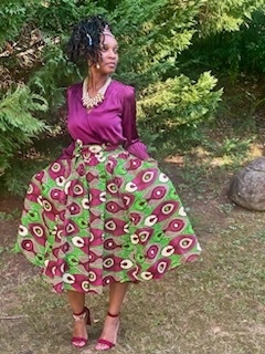  Fuchsia Peacock Calf Length Skirt Set