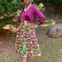  Fuchsia Peacock Calf Length Skirt Set - Thumbnail 2