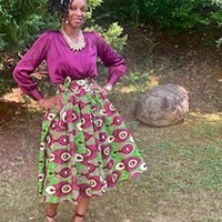  Fuchsia Peacock Calf Length Skirt Set - Thumbnail 3