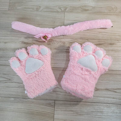 Pink Neko Paws & Tail Set