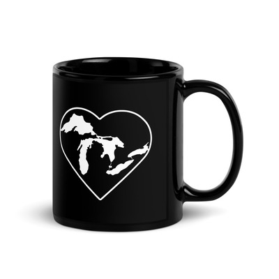 Mi love black glossy mug