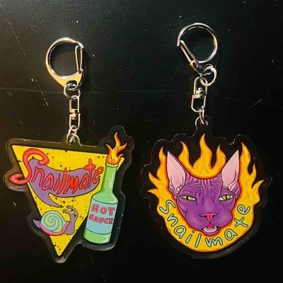Cat or hot sauce keychain!