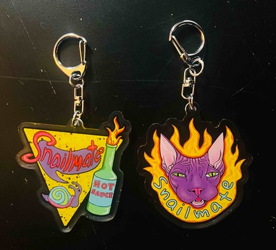 Cat or Hot Sauce Keychain!
