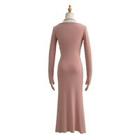 Fake two-piece halter neck slim fit solid color long sleeve dress - Thumbnail 2