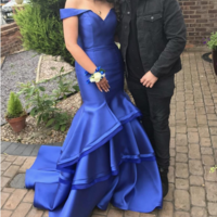 Off Shoulder Royal Blue Prom Gown Mermaid - Thumbnail 1