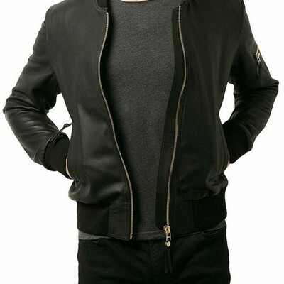 Men black leather jacket biker racer party soft lambskin jacket