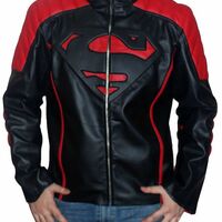Superman Man of Steel Black and Red Leather Jacket Costume - Thumbnail 4