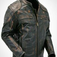 Mens Biker Leather Jacket Slim Fit Men Motorcycle Real Lambskin Coat - Thumbnail 1