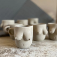 Handmade Ceramic Coffee Cups – 280ml or 200 ml Unique Design for Lovers of Women's Breasts - Thumbnail 1