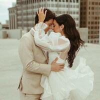 Charming A-Line Short Long Sleeve Wedding Dresses - Thumbnail 1