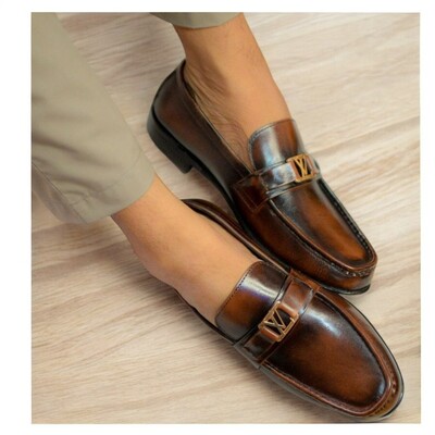 Men's waterproof loafers dress shoes,handmade formal business shoes, round toe work shoes,