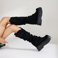 Chic Platform Knee High Pant Boots - Thumbnail 3