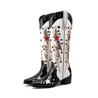 Cowboy Style Knee High Lightning Boots - Thumbnail 4