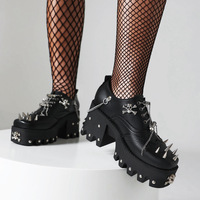 Gothic Punk Chain Rivet Skull Studded Platform Shoes - Thumbnail 3