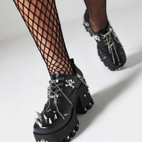 Gothic Punk Chain Rivet Skull Studded Platform Shoes - Thumbnail 2