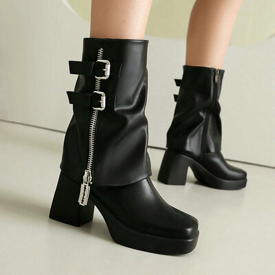 Chic Side Zipper Up Pant Boots