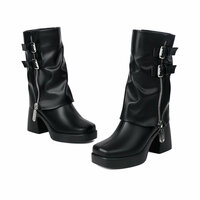 Chic Side Zipper Up Pant Boots - Thumbnail 4