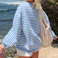 ROUND NECK STRIPED OVERSIZED SWEATSHIRT  - Thumbnail 2