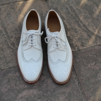 Crafted Leather Handmade Classic White Leather Wingtip Dress Lace up Shoes For Men - Thumbnail 1