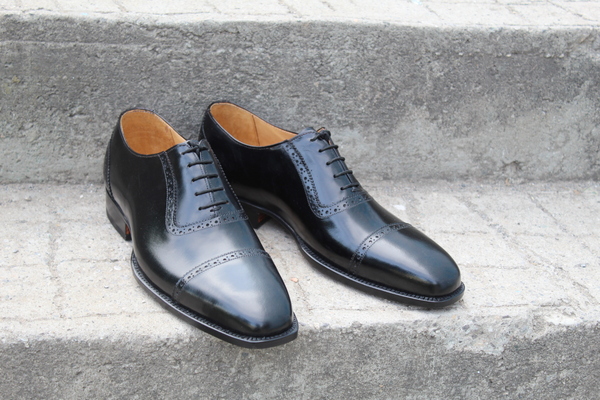  Crafted Leather Classic Handmade Black Calf Leather Oxford Dress Shoes