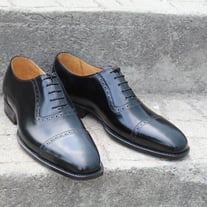  Crafted Leather Classic Handmade Black Calf Leather Oxford Dress Shoes