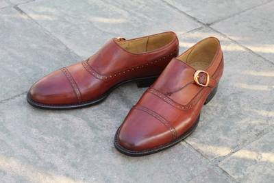 Crafted Leather Classic Single Monk Strap Dress Shoes
