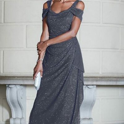 Grey mother of the bride/groom dresses simple sequins evening gowns wedding guest dress