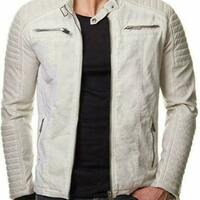 New Men's Genuine Lambskin Leather Biker Jacket Slim Fit Motorcycle Jacket - Thumbnail 4