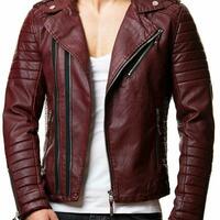 New Mens Genuine Lambskin Real Leather Stylish Quilted Jacket Slim Motorcycle - Thumbnail 1