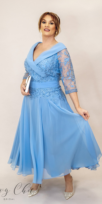 Plus Size Blue Mother Of The Bride/Groom Dresses Simple Lace Evening Gowns Wedding Guest Dress 