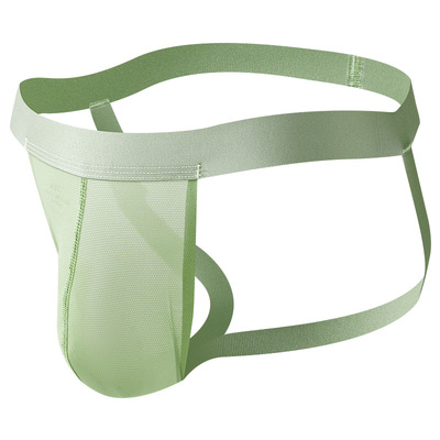 2PK Gay men's sexy underwear mesh gauze pouch cut-out butt-lifter underpants double thong G6004-SD