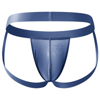 2PK Gay men's sexy underwear mesh gauze pouch cut-out butt-lifter underpants double thong G6004-SD - Thumbnail 2