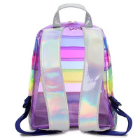 Rainbow stripe laser backpack PVC transparent unicorn - Thumbnail 2