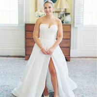 Simple Beach Side Slit Wedding Dress Bridal Gowns - Thumbnail 3