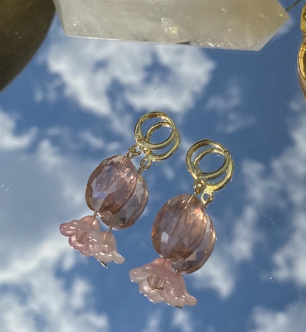 Pink petal earrings 