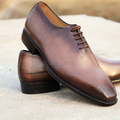 Crafted leather handmade men brown leather oxford dress shoes classic last - Thumbnail 5