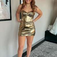 Sexy Royal Blue Strapless Keyhole Metallic Tight Homecoming Dress Short Prom Dress - Thumbnail 2