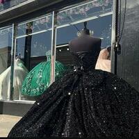 Princess Sparkly Black Sequins Quinceanera Dress Ball Gown Sweet 16 Dresses  - Thumbnail 1