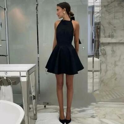 Elegant sexy halter backless short graduation party dress for women
