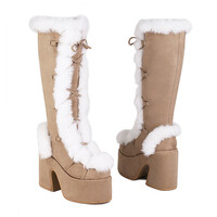 Fluffy Warm Knee Hight Winter Boots - Thumbnail 5