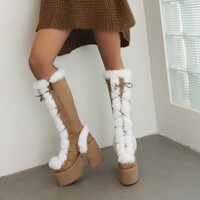 Fluffy Warm Knee Hight Winter Boots - Thumbnail 2