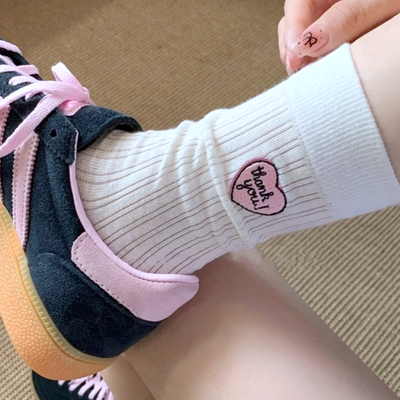 *free shipping*"thank you" heart socks