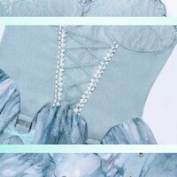 Beautiful Sweet Fairy Blue Ruffled Spagheti Strap Dress - Thumbnail 5