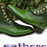 Crafted Leather Classic Green Leather Ankle High Men Button Dress Boot - Thumbnail 1