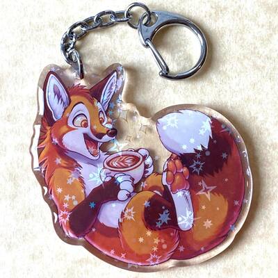 Coffee fox keychain (large) - Thumbnail 2