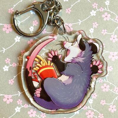 Opossum fries keychain