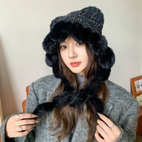 Cute Pom-Pom Cat Ears Warm Hat Knitted Cap - Thumbnail 3