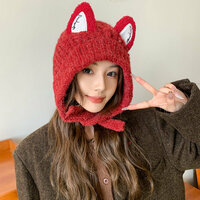Cute Fox Ears Knitted Cap - Thumbnail 1